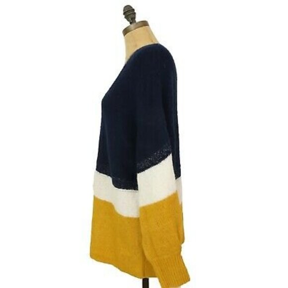 1.State Golden Hour Pullover Sweater Top L Colorblock Navy Crush NWT B81 - Picture 5 of 5